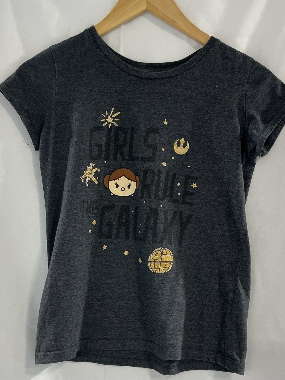 Star Wars Girls Rule the Galaxy Tee - Charcoal & Gold